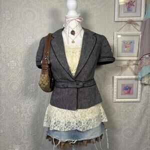 y2k fitted office siren gray blazer